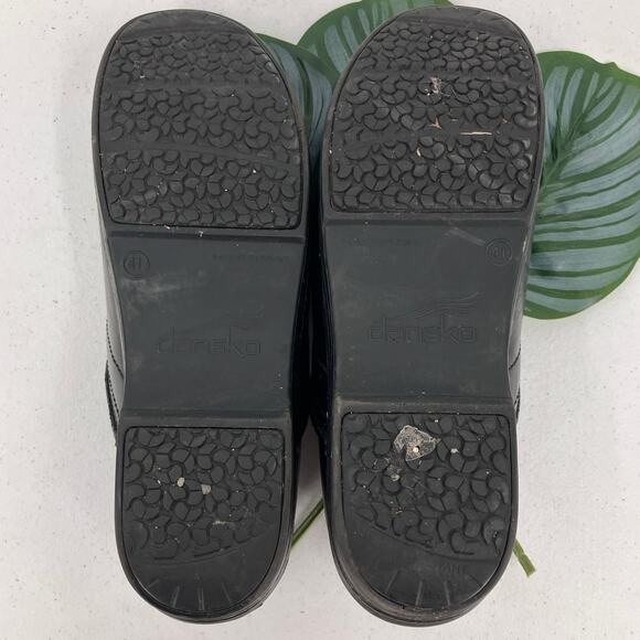 Dansko Black Slip On Nurse Work Leather Heeled Full Back Comfort Clog Shoes - Picture 8 of 12